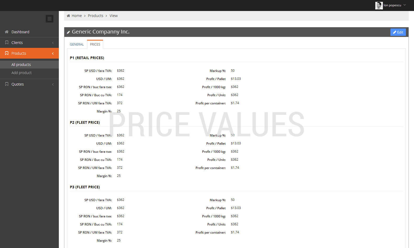 Product management software / Price values / Concept24