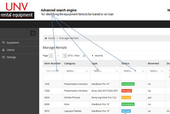 UNV Rental Software